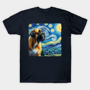 Starry Mastiff Dog Portrait - Pet Portrait T-Shirt